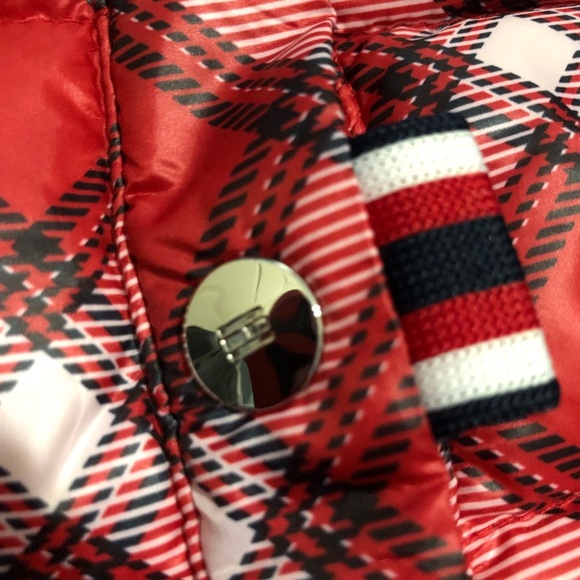 Tommy Hilfiger red plaid tufted quilted‎ fitted puffy puffer vest size XS new - Picture 8 of 13